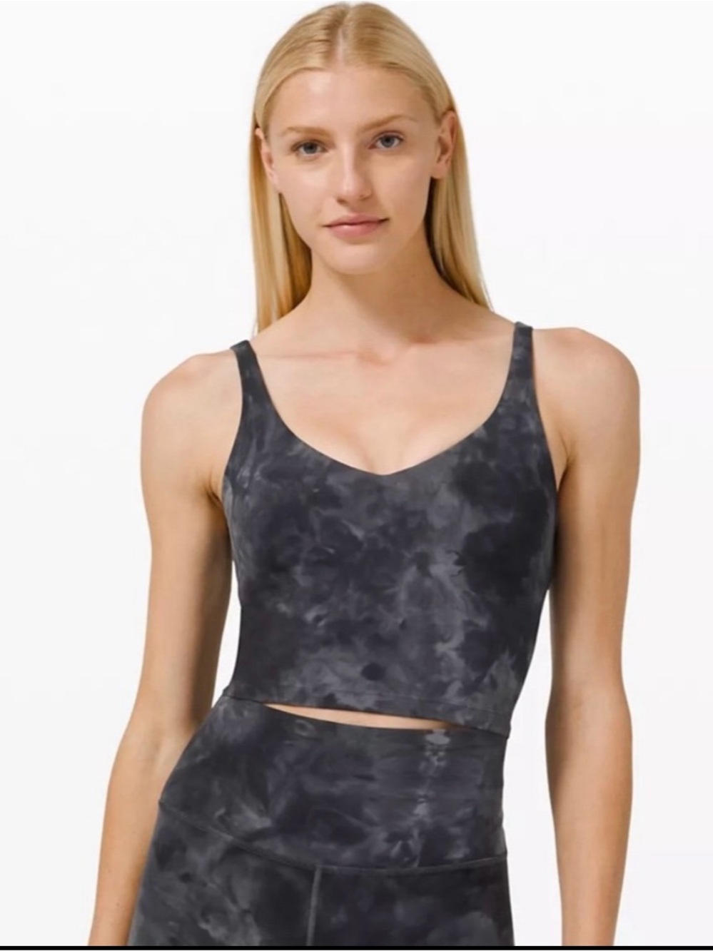 lululemon athletica Black Tie-Dye Scoop Neck Crop Tank